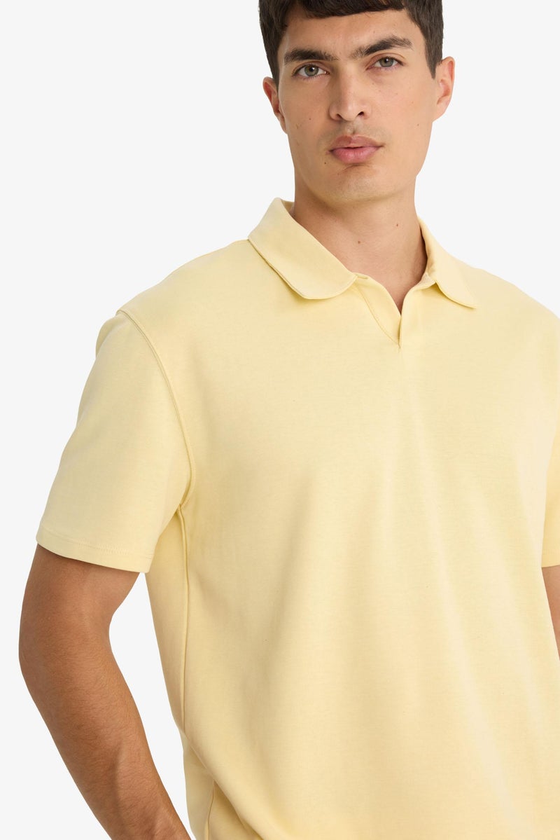 DeFacto Yellow Man Regular Fit Short Sleeve Polo T-Shirt Casual - Image 5